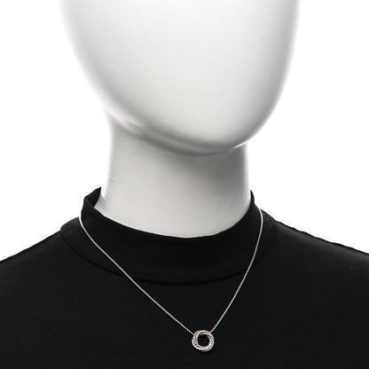 David Yurman Sterling Silver 18K Yellow Gold Diamond 14.5mm Crossover Pendant Necklace 2 of 4
