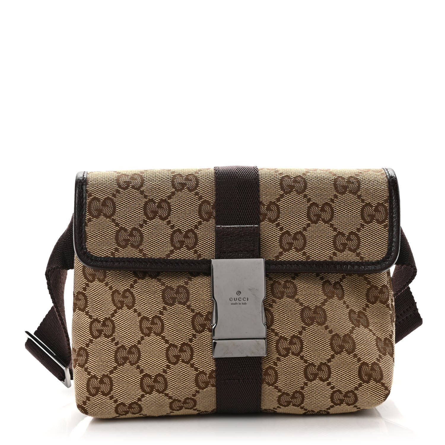 Gucci Monogram Waist Pouch Bag Dark Brown 1 of 9