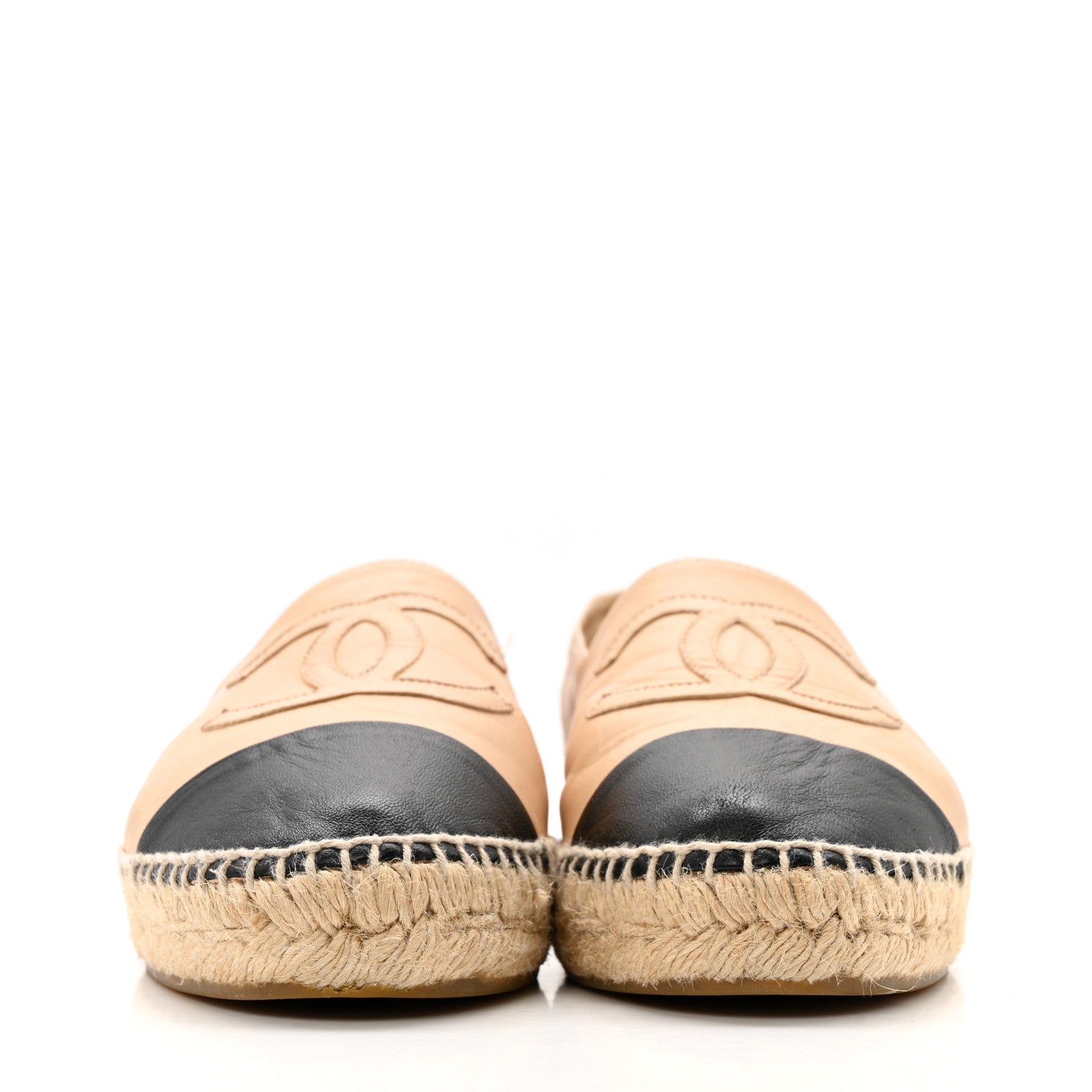 Chanel Lambskin CC Espadrilles 39 Beige Black 3 of 13