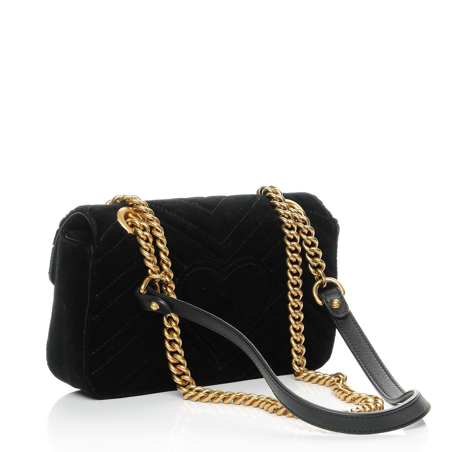 Velvet Matelasse Mini GG Marmont Shoulder Bag Black