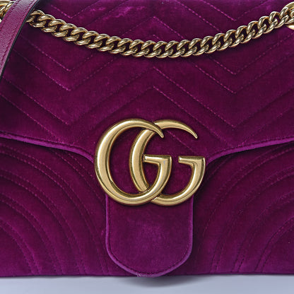 Gucci Velvet Matelasse Medium GG Marmont Shoulder Bag Fuchsia Violet Cyclamen 19 of 19