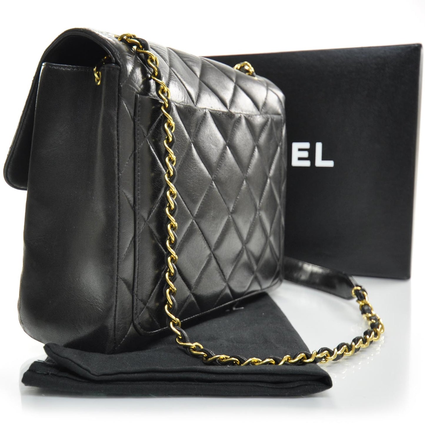 Lambskin Quilted Flap Bag Black