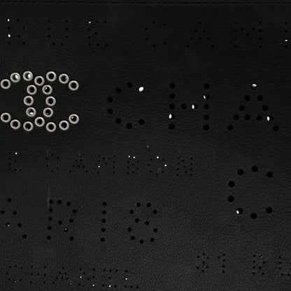 Chanel Calfskin Eyelets Clutch Black 9 of 9