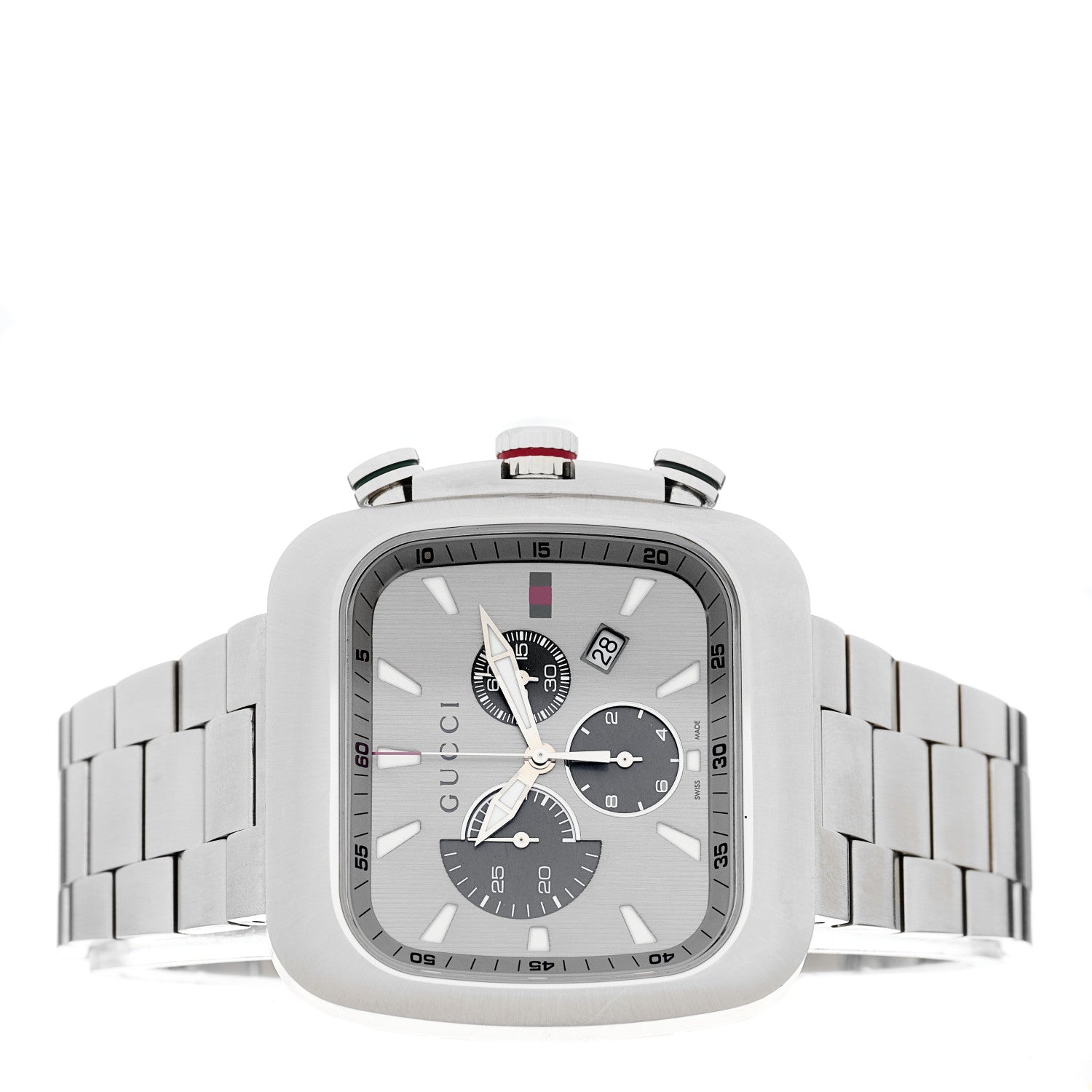 Gucci Stainless Steel 44mm G Coupe Square Chronograph Quartz Watch Silver 2 of 4
