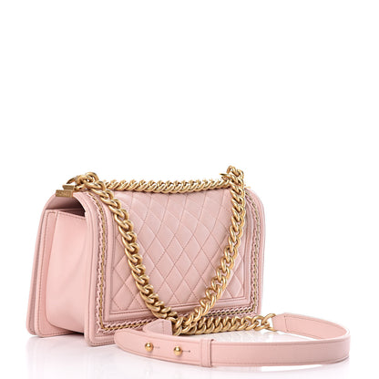 Chanel Lambskin Quilted Medium Chain Detail Boy Flap Light Pink 3 of 18