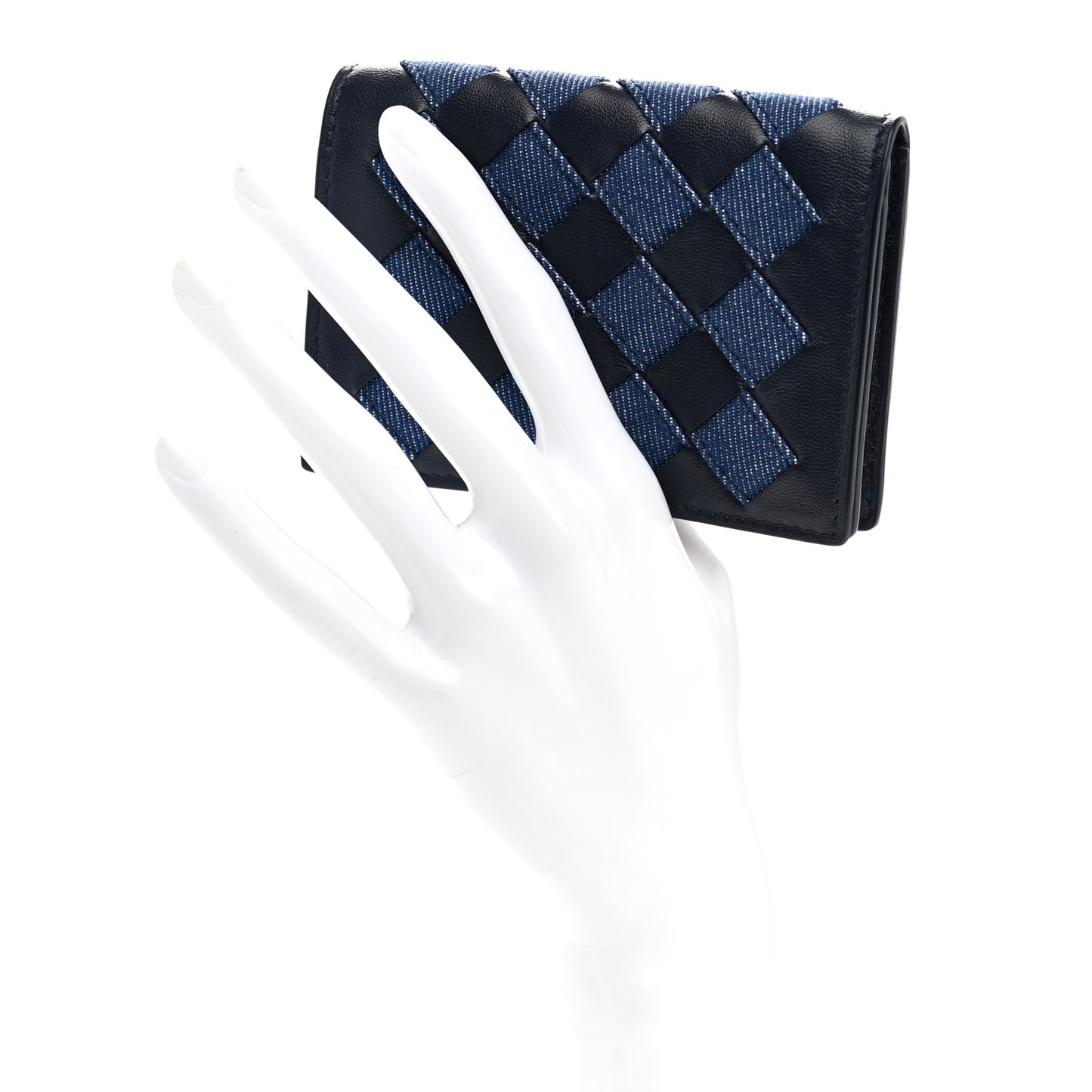 Nappa Denim Intrecciato Business Card Case Abyss Indigo