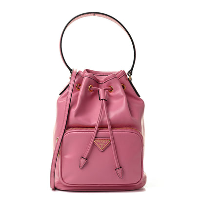 Prada Light Calfskin Saffiano Mini Bucket Crossbody Bag Begonia 1 of 9