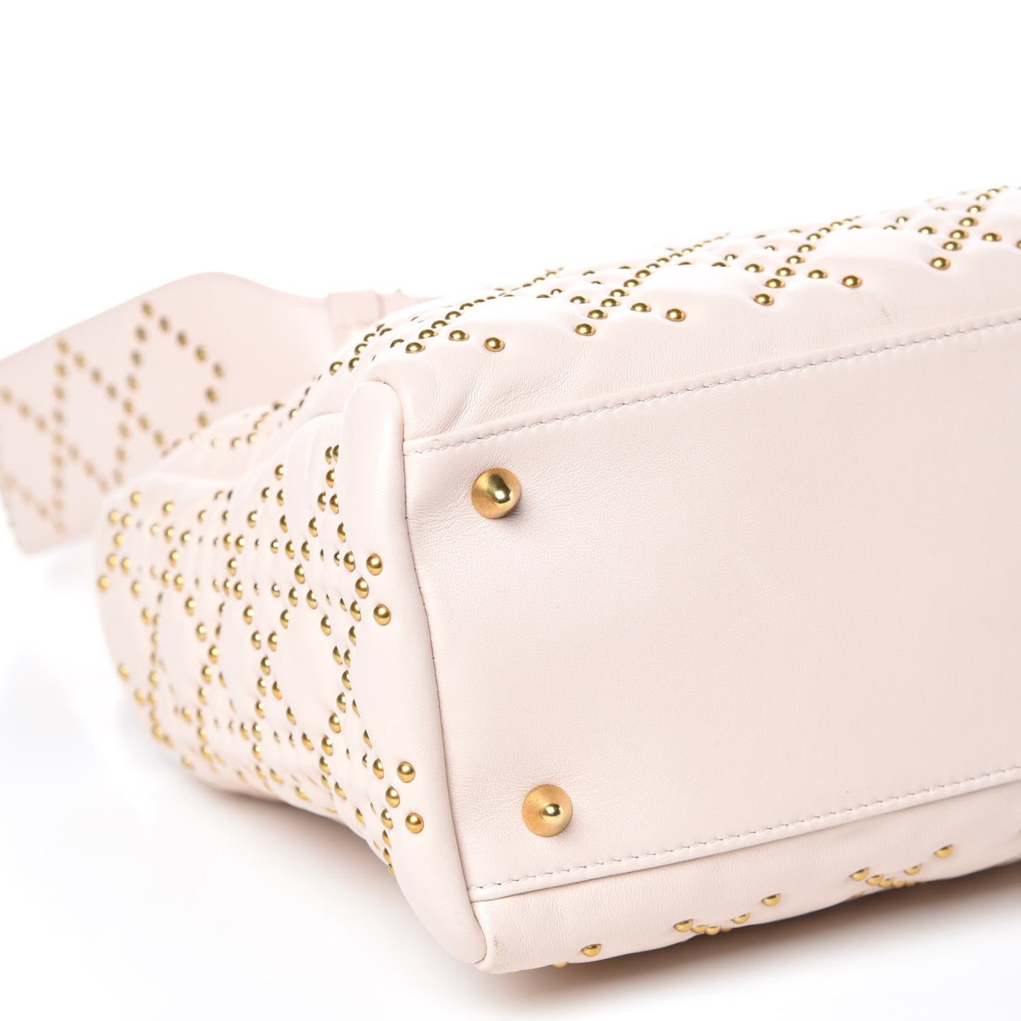 Calfskin Cannage Studded Medium Supple Lady Dior Light Pink