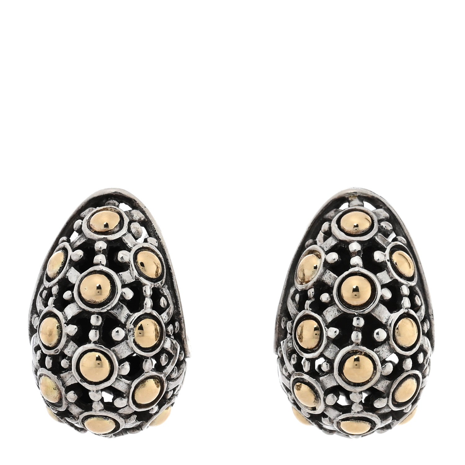 John Hardy Sterling Silver 18K Yellow Gold Jaisalmer Dot Buddha Belly Earrings 1 of 5