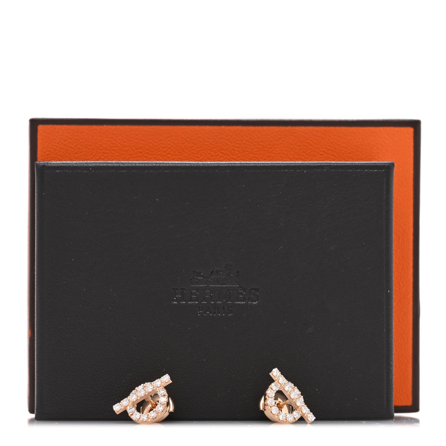 Hermes 18K Rose Gold Diamond Finesse Earrings 5 of 5