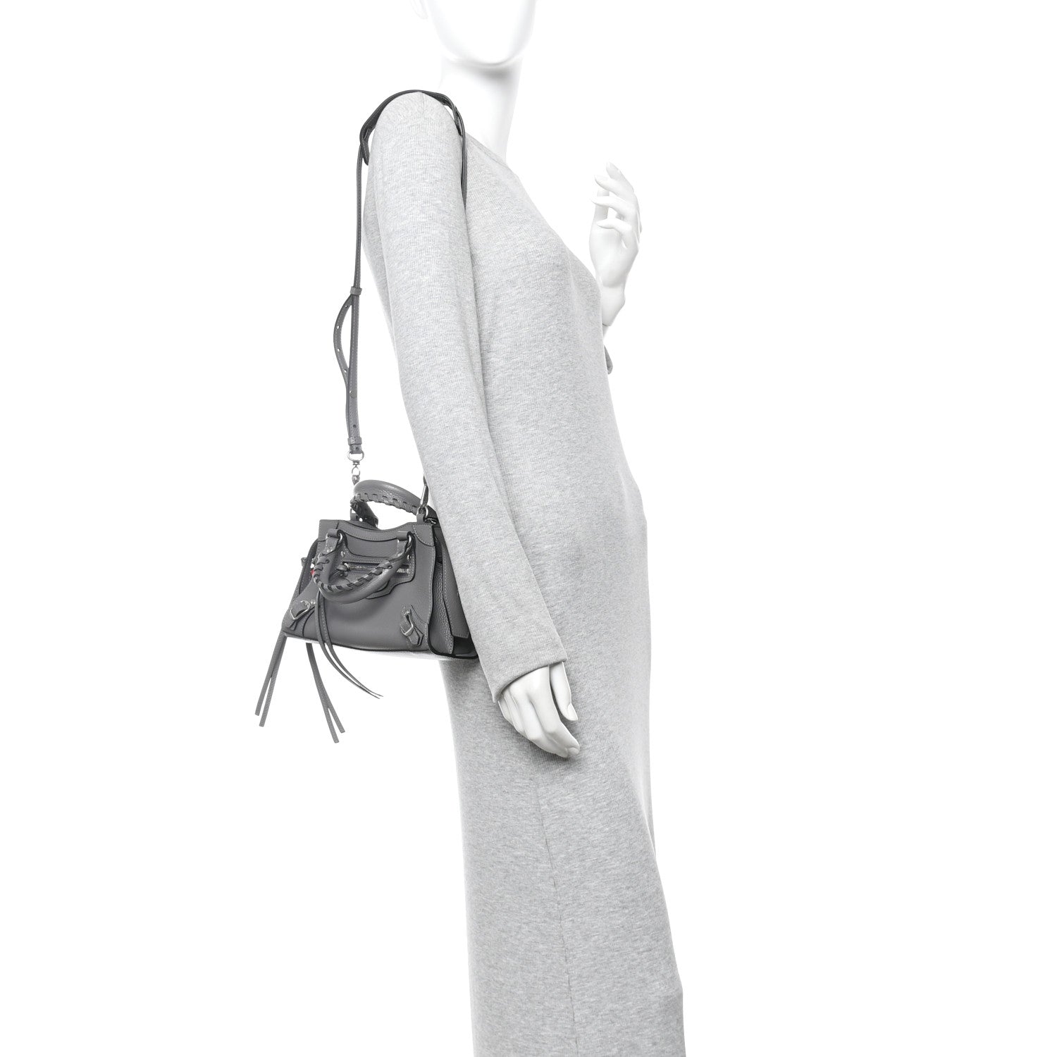 Balenciaga Grained Calfskin Neo Classic Silver Hardware Mini City Dark Grey 2 of 11