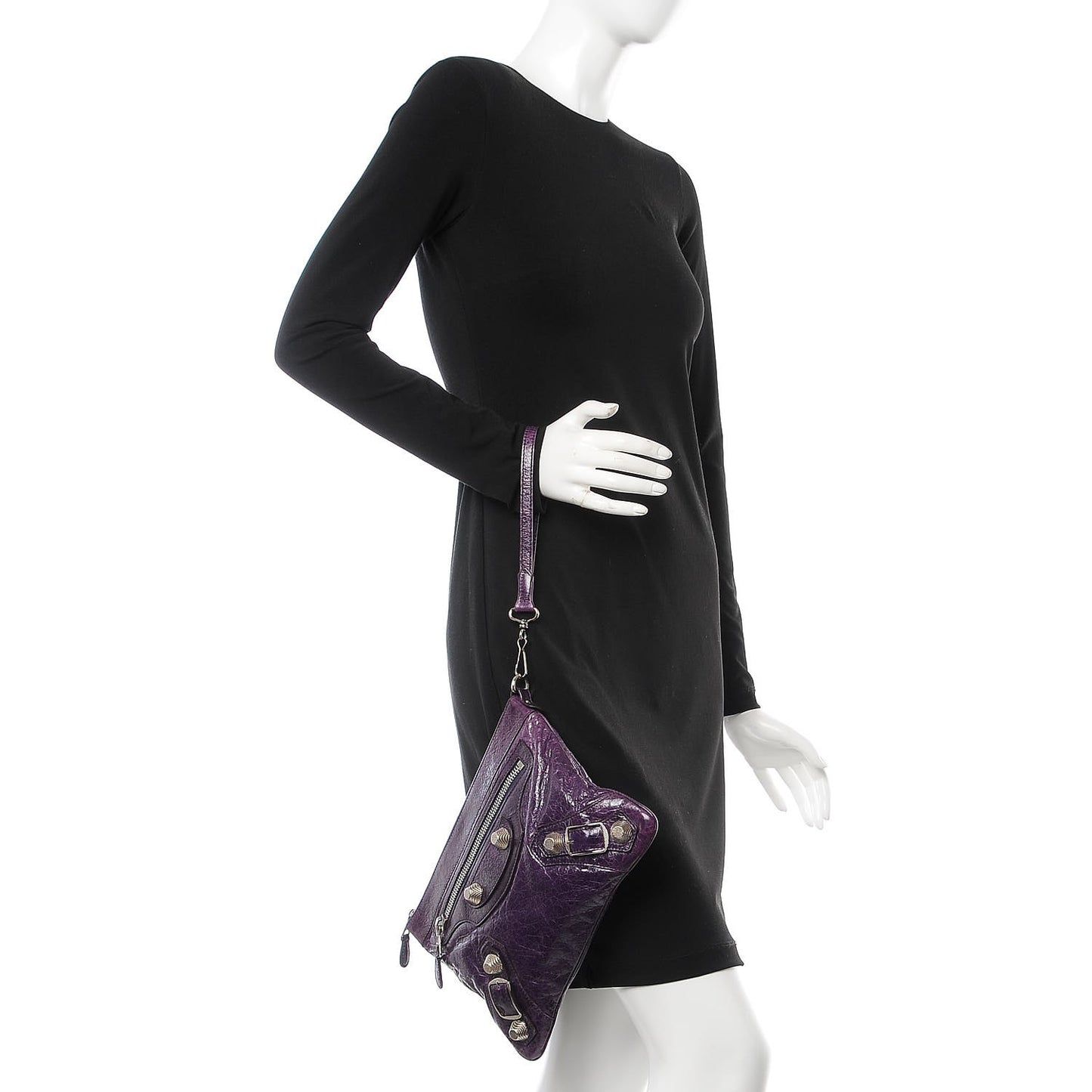 Agneau Giant 21 Silver Hardware Flat Handle Clutch Raisin