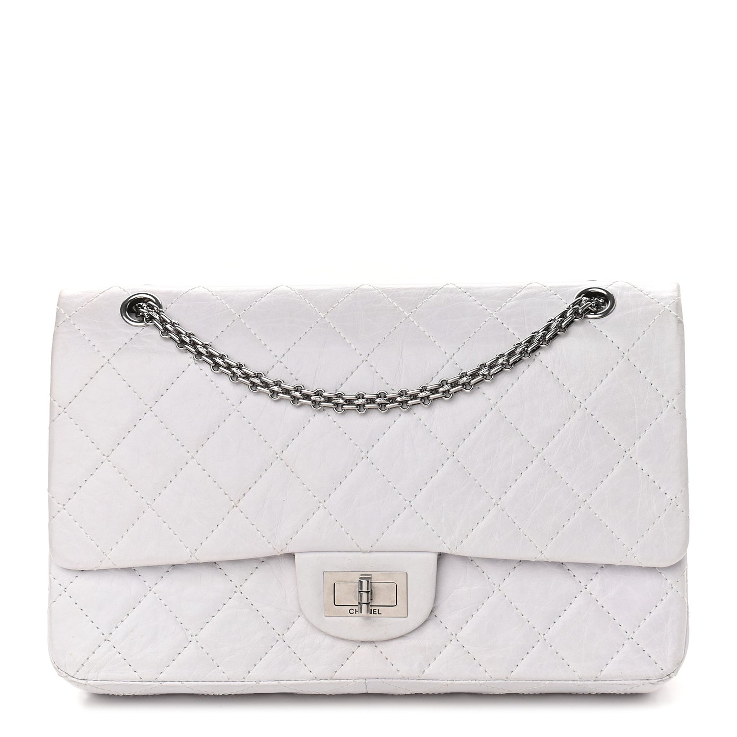 Aged Calfskin Quilted 50th Anniversary 2.55 Reissue 227 Flap White