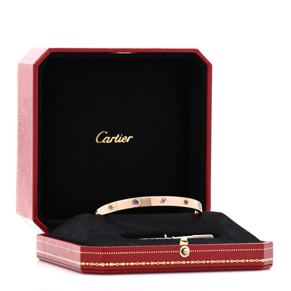 Cartier 18K Pink Gold Sapphire Garnet Amethyst LOVE Bracelet 19 15 of 16