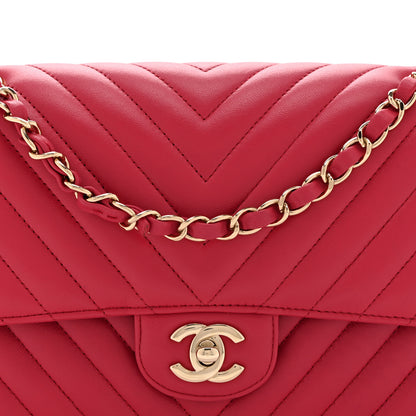 Chanel Lambskin Chevron Quilted Medium Double Flap Pink 8 of 10