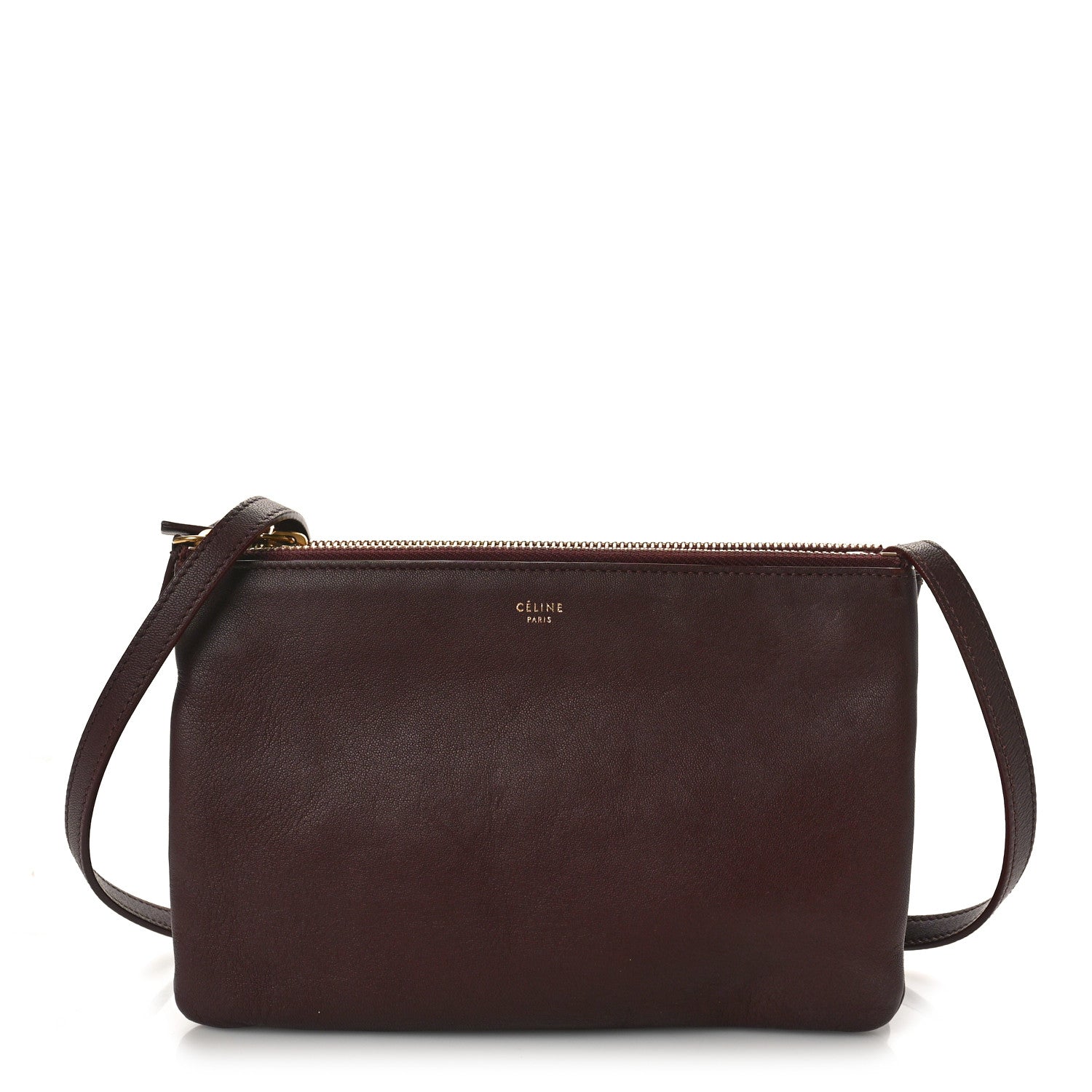 Celine Lambskin Large Trio Crossbody Bag Burgundy 1 of 11