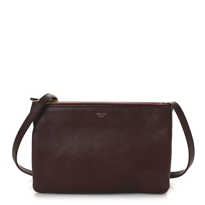 Celine Lambskin Large Trio Crossbody Bag Burgundy 1 of 11