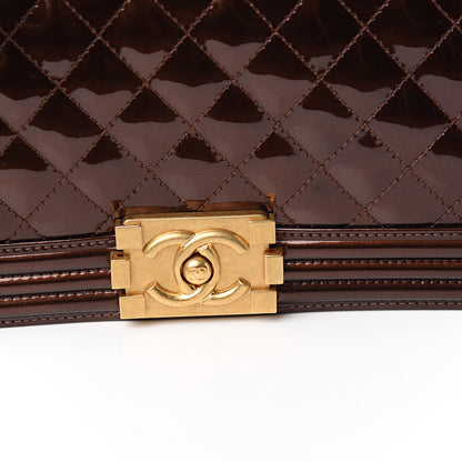 Chanel Metallic Patent Calfskin Quilted Medium Boy Flap Brown 10 of 11
