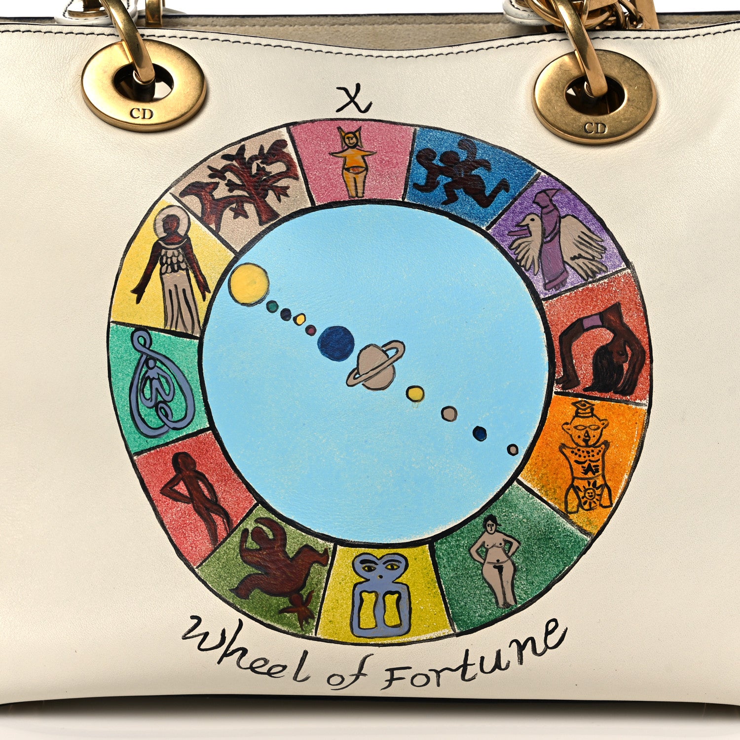 Christian Dior Calfskin Wheel of Fortune Medium Lady Dior Off White 8 of 17