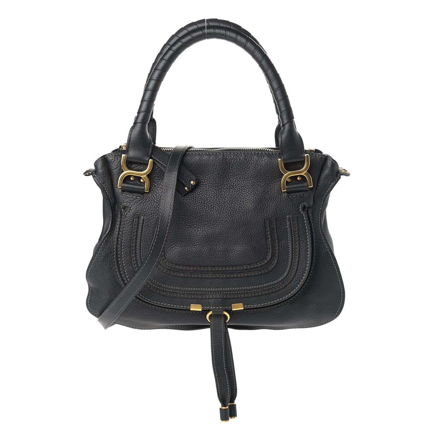Calfskin Medium Marcie Satchel Black
