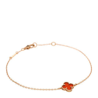 Van Cleef & Arpels 18K Rose Gold Carnelian Sweet Alhambra Bracelet 1 of 4