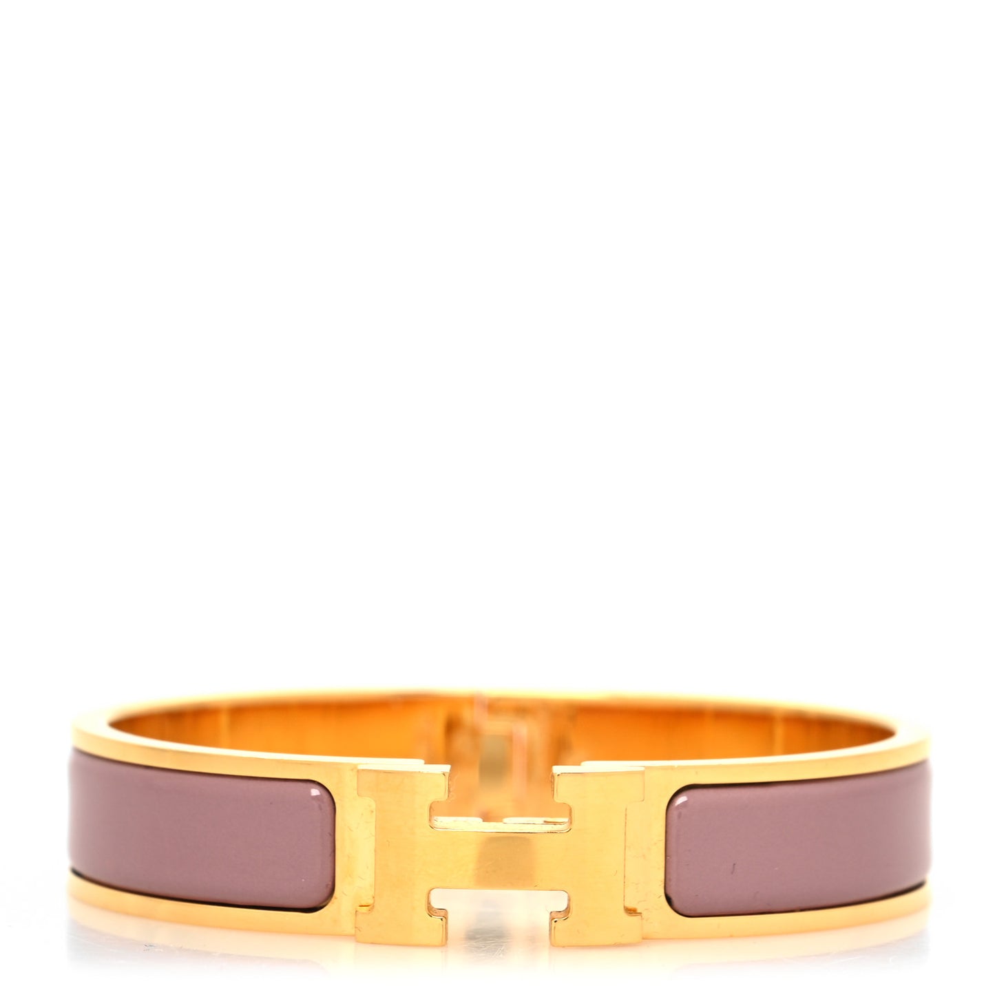 Enamel Narrow Clic Clac H Bracelet PM Bois De Rose