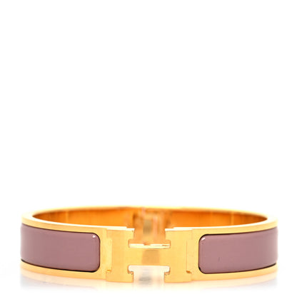 Hermes Enamel Narrow Clic Clac H Bracelet PM Bois De Rose 1 of 5
