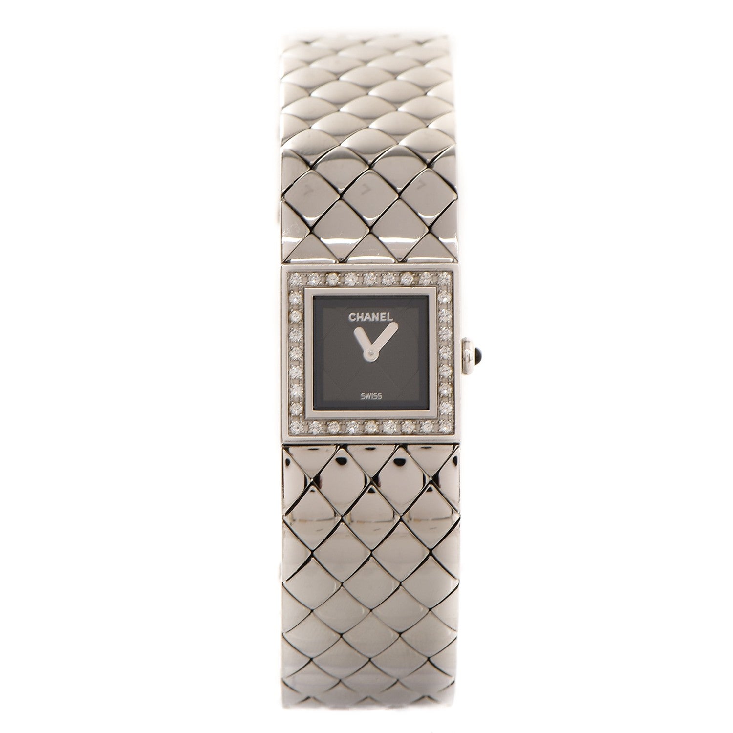 Chanel Stainless Steel Diamond 19mm Matelasse Quartz Watch 1 of 10