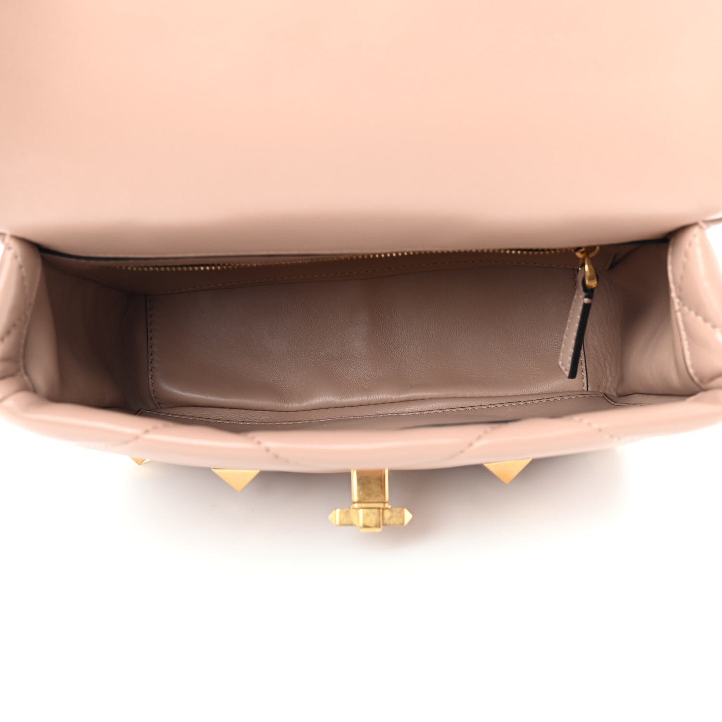 Nappa Medium Roman Stud Shoulder Bag Rose Cannelle
