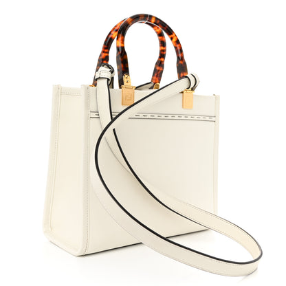 Fendi Vitello King Plexiglass Logo Embossed Small Fendi Sunshine Shopper Tote White Rice 3 of 9