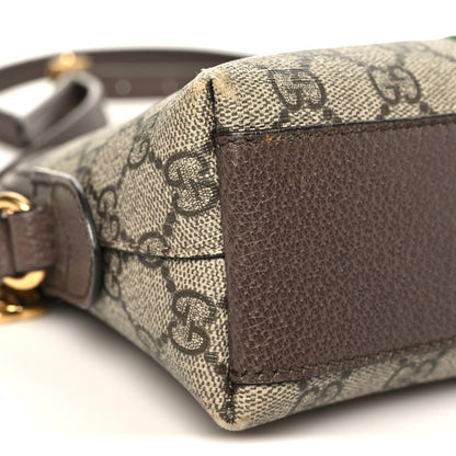 Gucci GG Supreme Monogram Textured Dollar Calfskin Web Small Ophidia Dome Shoulder Bag Beige Ebony New Acero 8 of 11