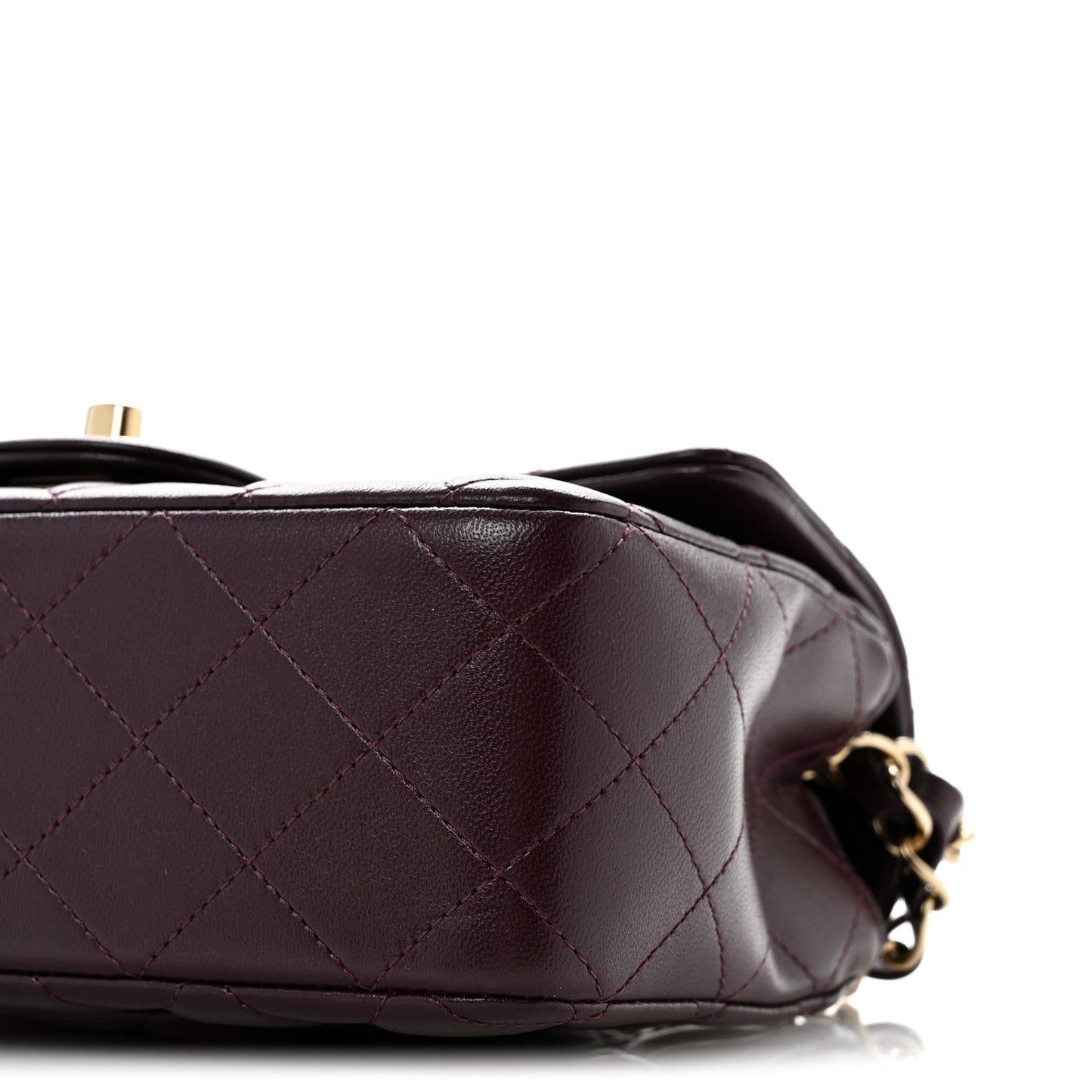 Lambskin Quilted Mini Rectangular Flap Burgundy