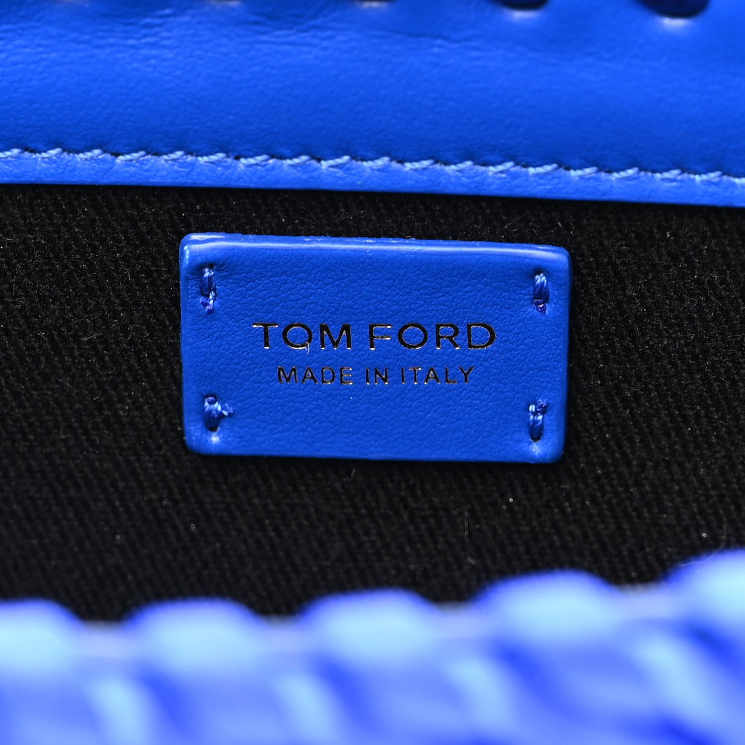 Tom Ford Woven Satin Medium 001 Chain Bag Electric Blue 6 of 10