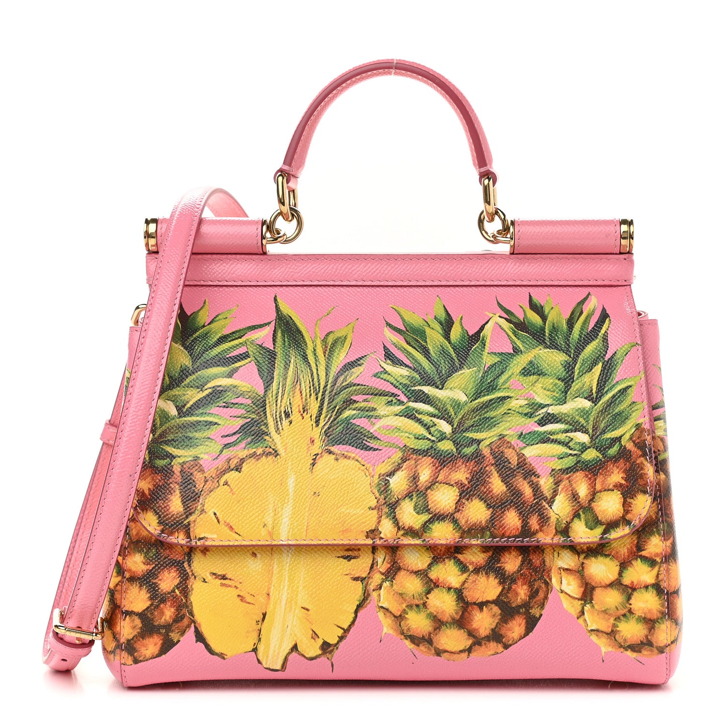 Dauphine Pineapple Print Medium Miss Sicily Satchel Rosa