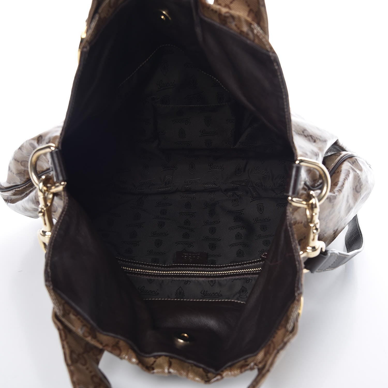 Gucci Crystal Monogram Medium Hysteria Tote Dark Brown 5 of 12