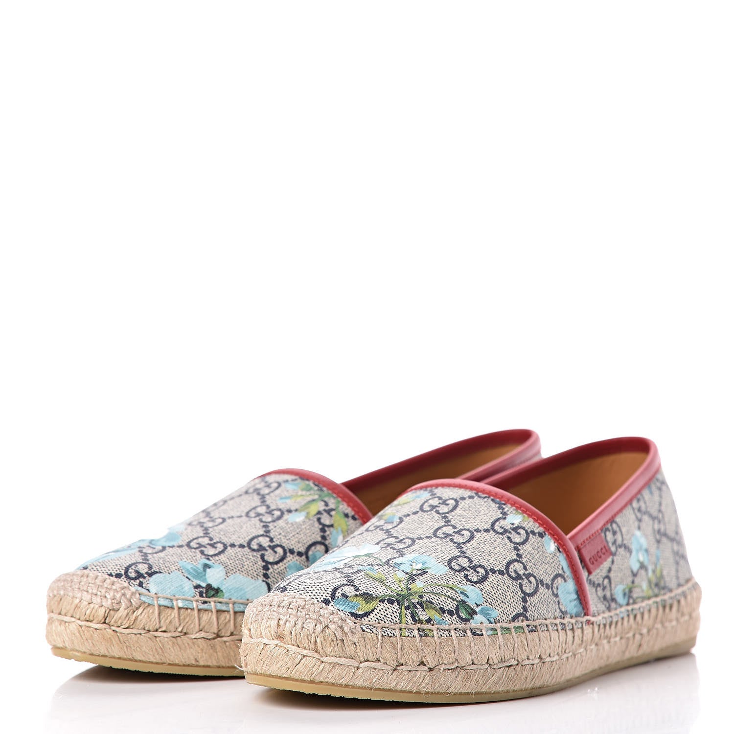 Gucci GG Supreme Monogram Blooms Espadrilles 38.5 Beige Blue Navy Hibiscus Red 3 of 10