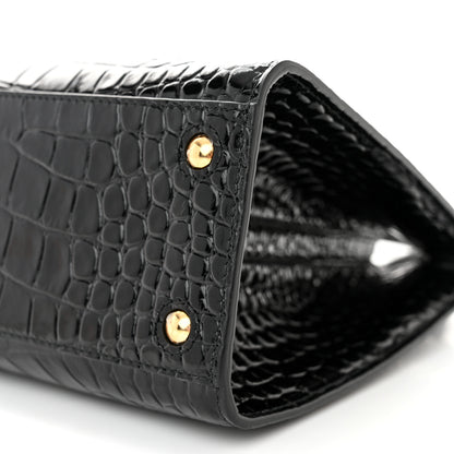 Burberry Crocodile Embossed Calfskin Mini Frances Tote Black 9 of 9