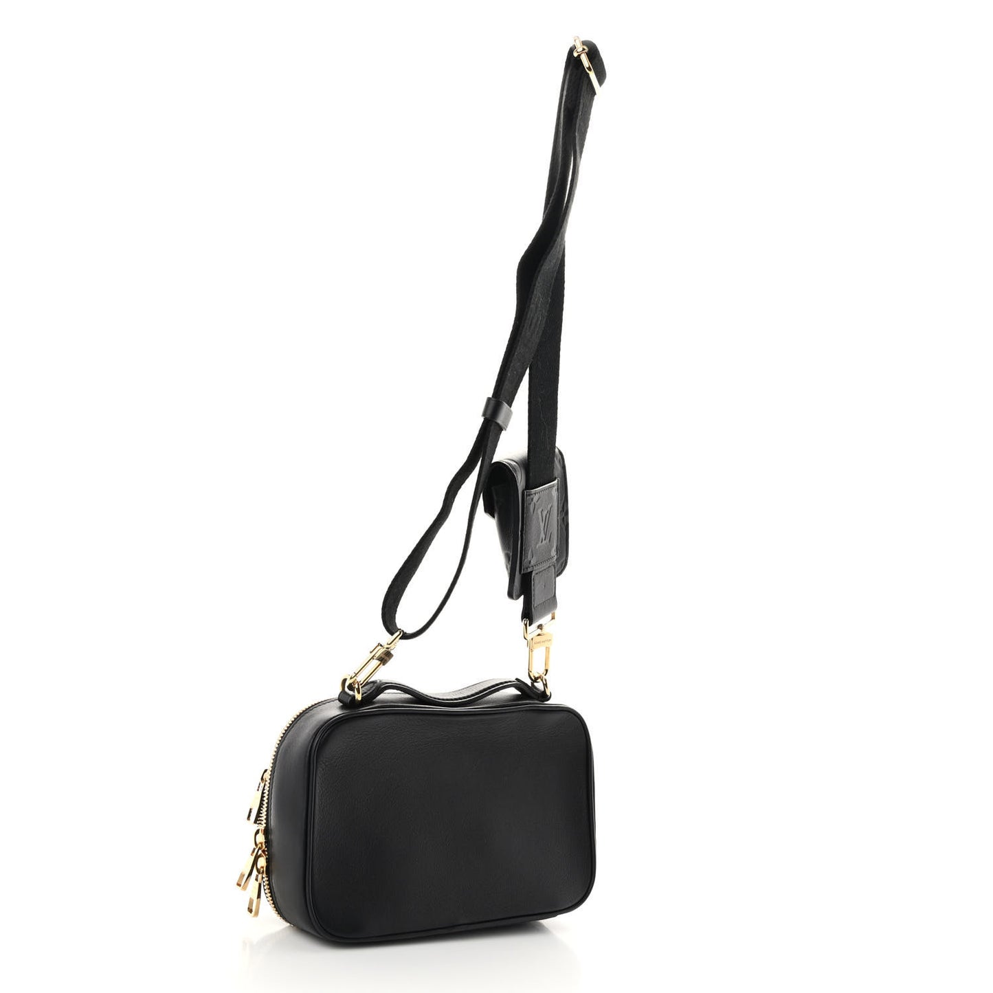 Calfskin Monogram Embossed Utility Crossbody Black