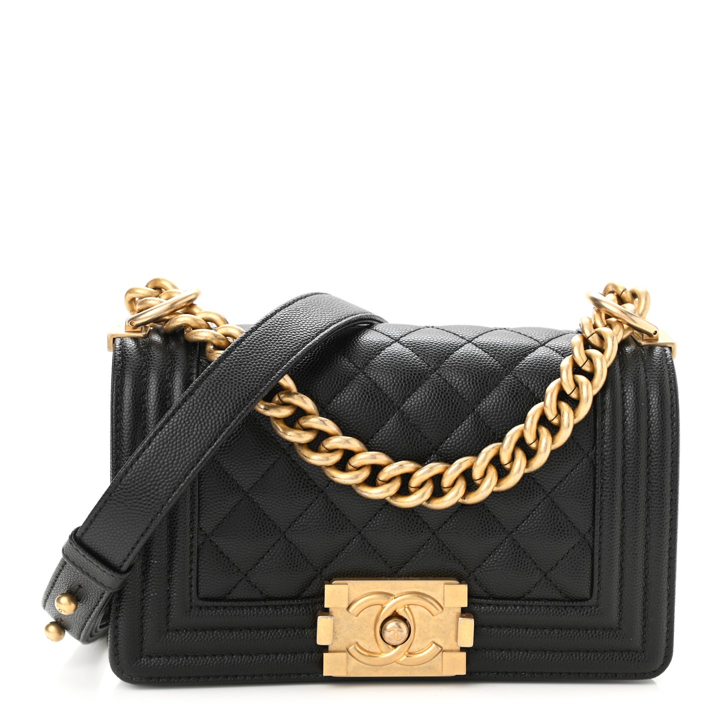 Caviar Quilted Small Boy Flap Black