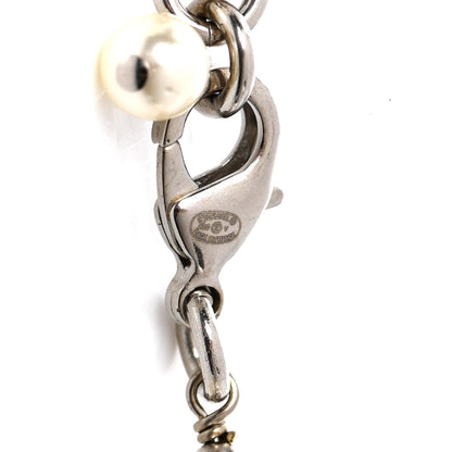 Chanel Crystal Pearl CC Long Necklace Silver 6 of 6