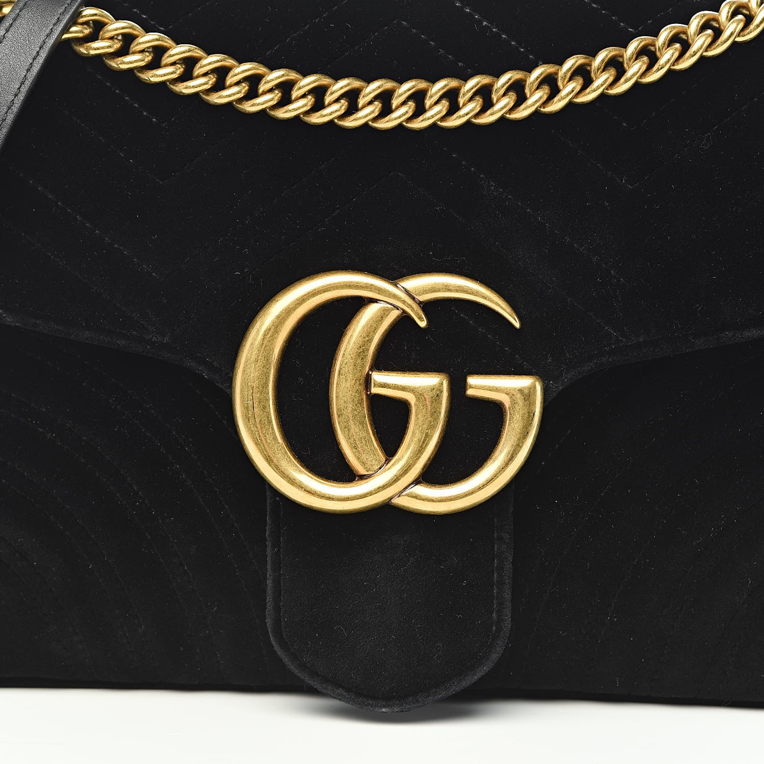 Gucci Velvet Matelasse Medium GG Marmont Shoulder Bag Black 10 of 10