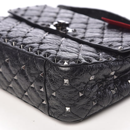 Valentino Garavani Craquele Nappa Medium Rockstud Spike Shoulder Bag Black 13 of 13
