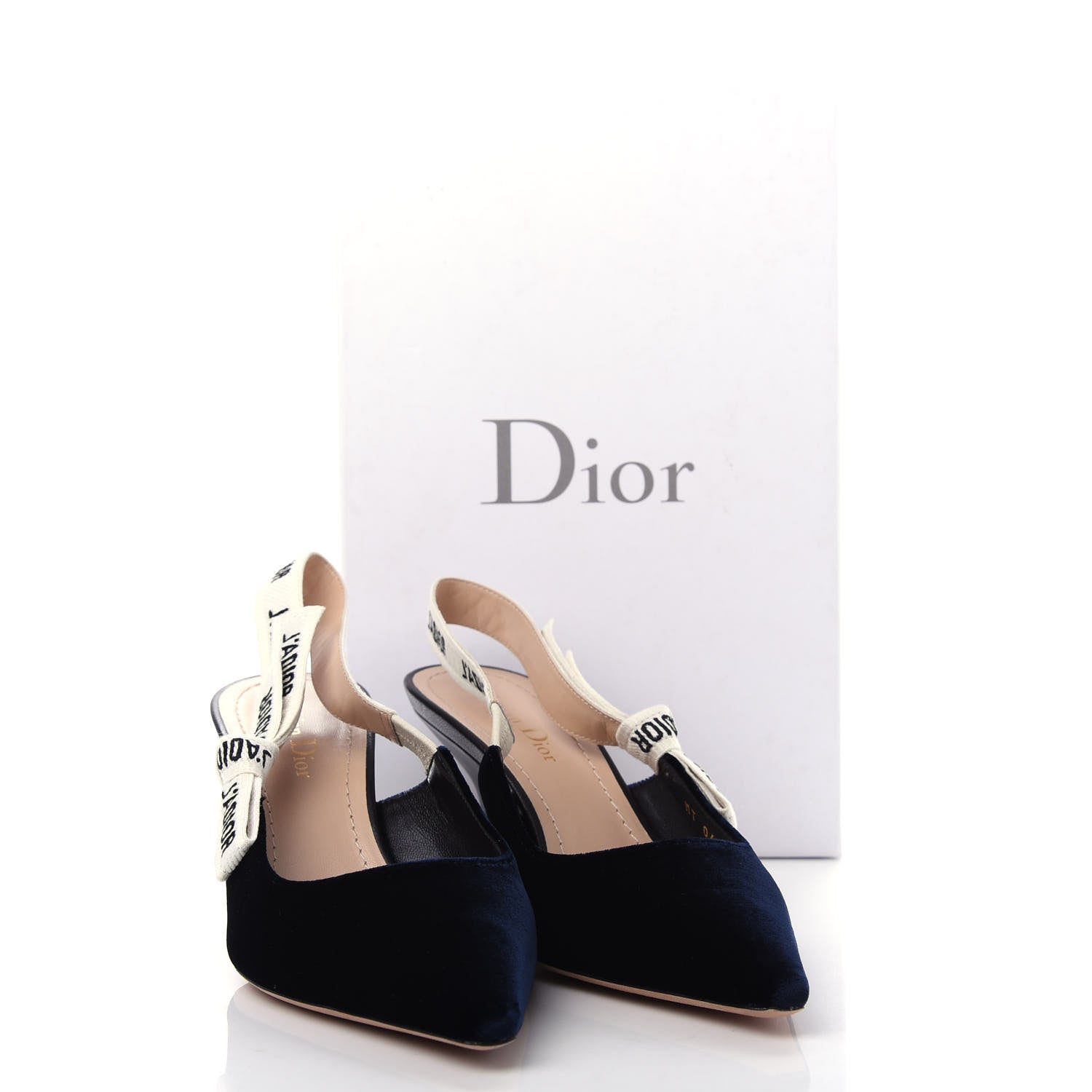 Christian Dior Velvet Ribbon J'Adoir Slingback 65mm Pumps 38 Deep Blue 11 of 11