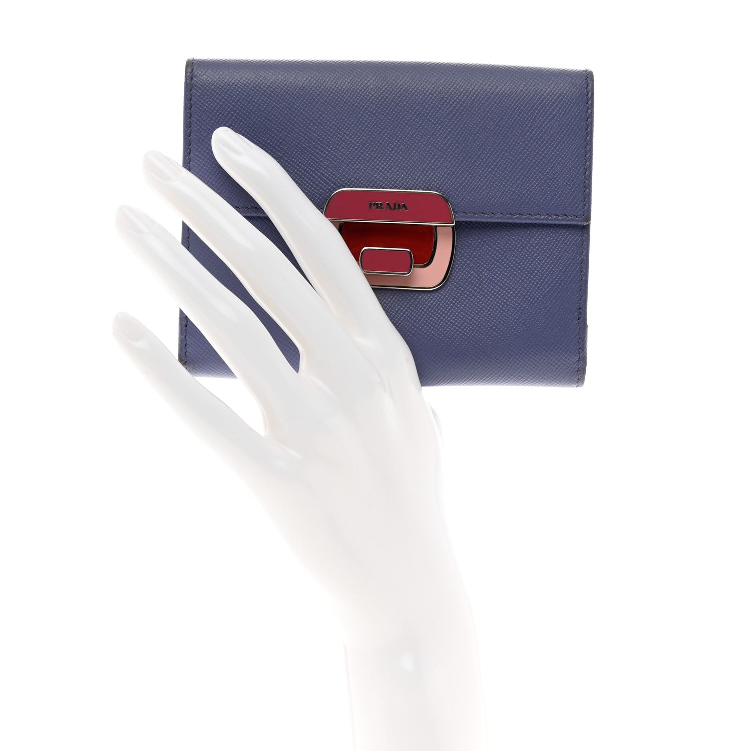 Prada Saffiano Compact Flap Wallet Lilla 2 of 10