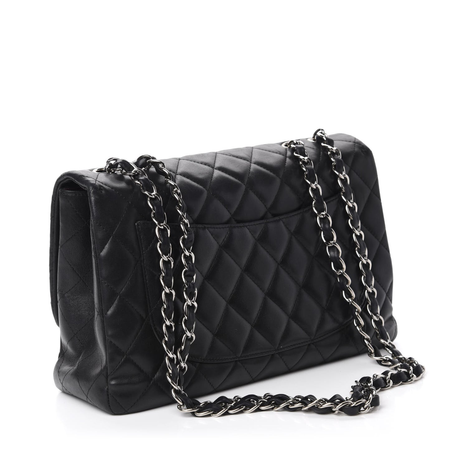 Lambskin Quilted Jumbo Single Flap Black