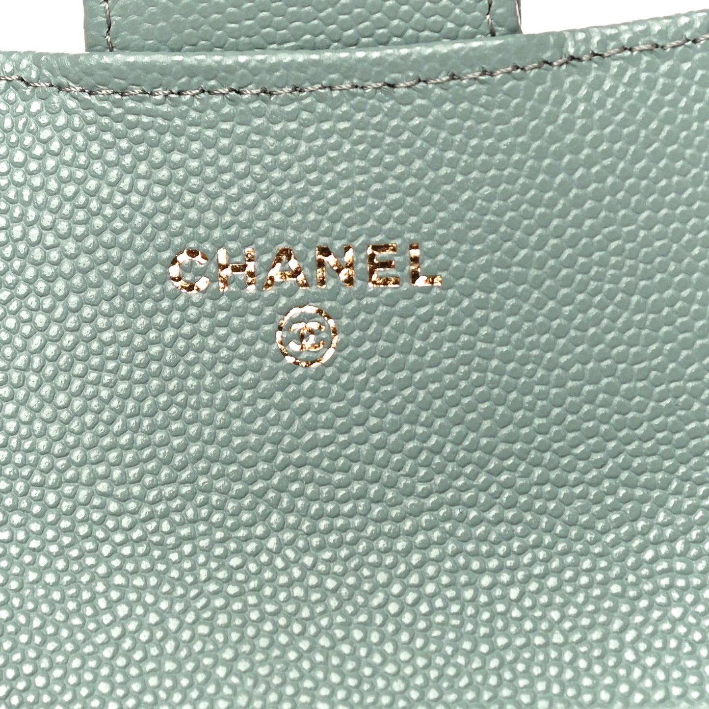 Caviar Quilted Flap Card Holder Wallet Green