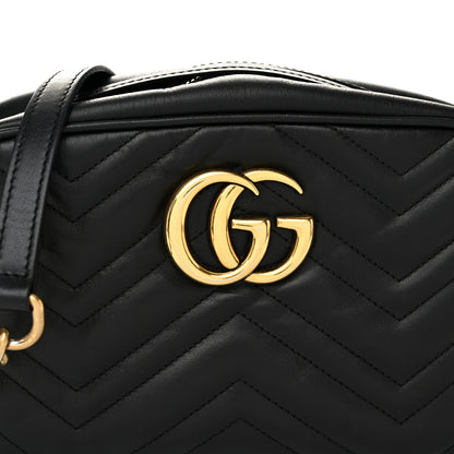 Gucci Calfskin Matelasse Small GG Marmont Chain Shoulder Bag Black 8 of 11