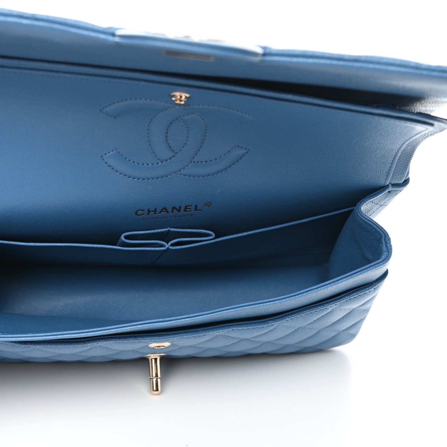 Chanel Caviar Quilted Medium Double Flap Blue 5 of 11