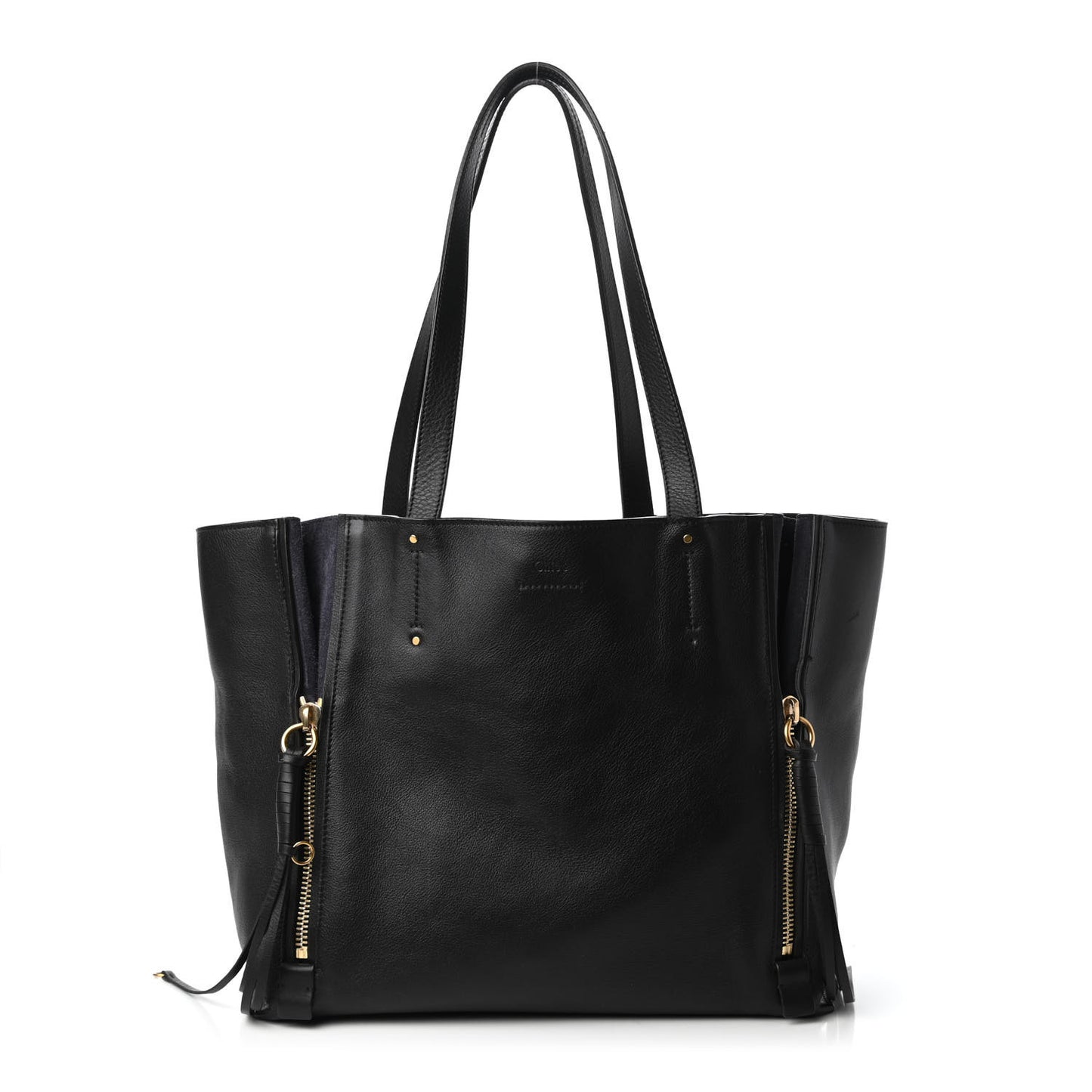 Smooth Calfskin Medium Milo Shopping Tote Black