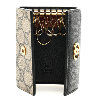 Gucci Dollar Calfskin GG Supreme Monogram GG Marmont 6 Key Holder Case Black Beige Ebony 5 of 7